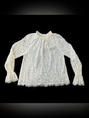 Women’s White Lace Long Sleeve Blouse Shirt Top - size Small